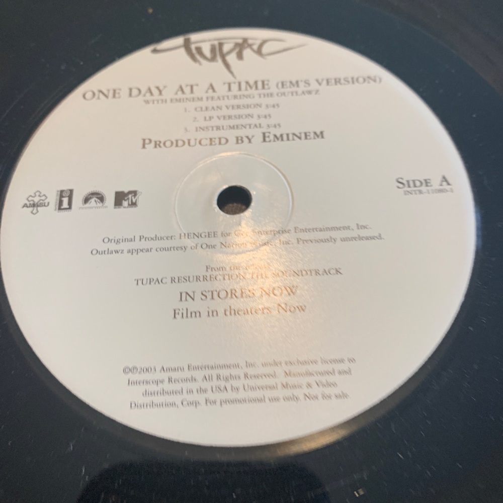 Tupac One Day At A Time Vinyl.